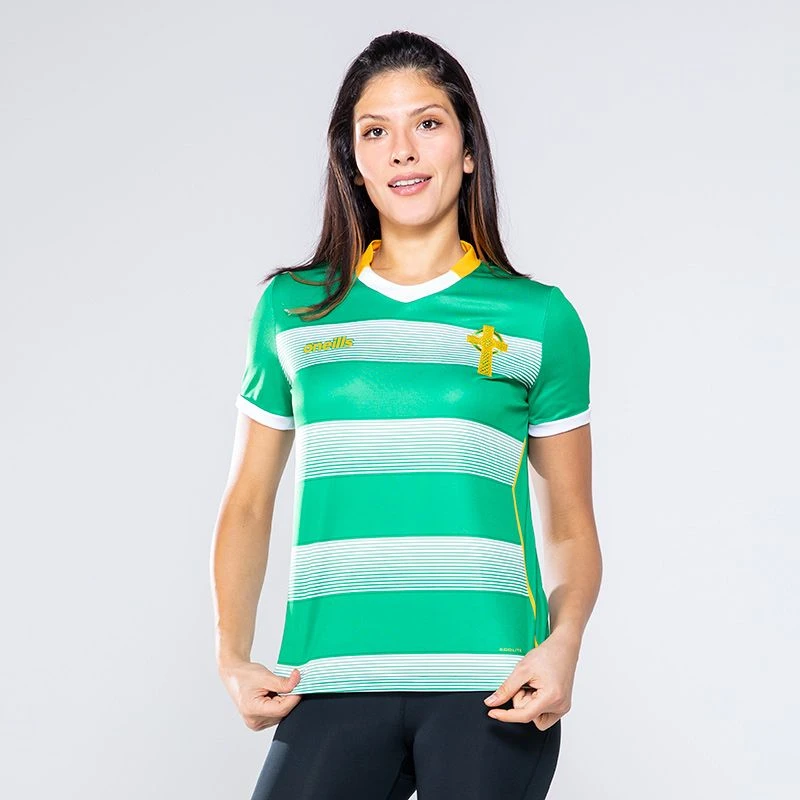 Celtic Cross Hooped Women's Jersey Green / Amber