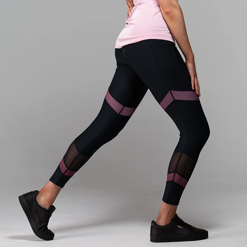 Women's Savannah 7/8 Length Tights Black / Burgundy - Image 2