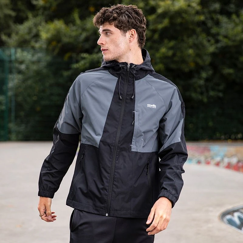 Men’s Rio Hooded Rain Jacket Black / Grey / White - Image 2