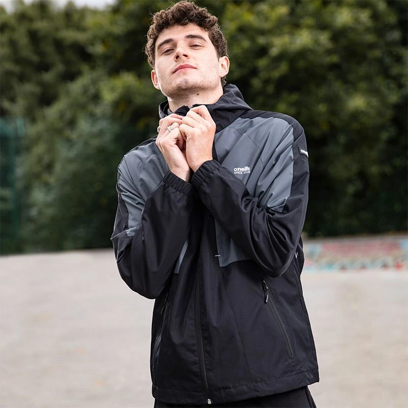 Men’s Rio Hooded Rain Jacket Black / Grey / White - Image 3