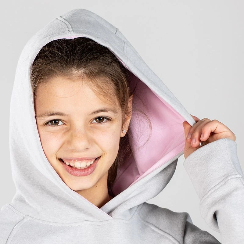 Kids' Emily Fleece Pullover Hoodie Grey / Pink - Image 3