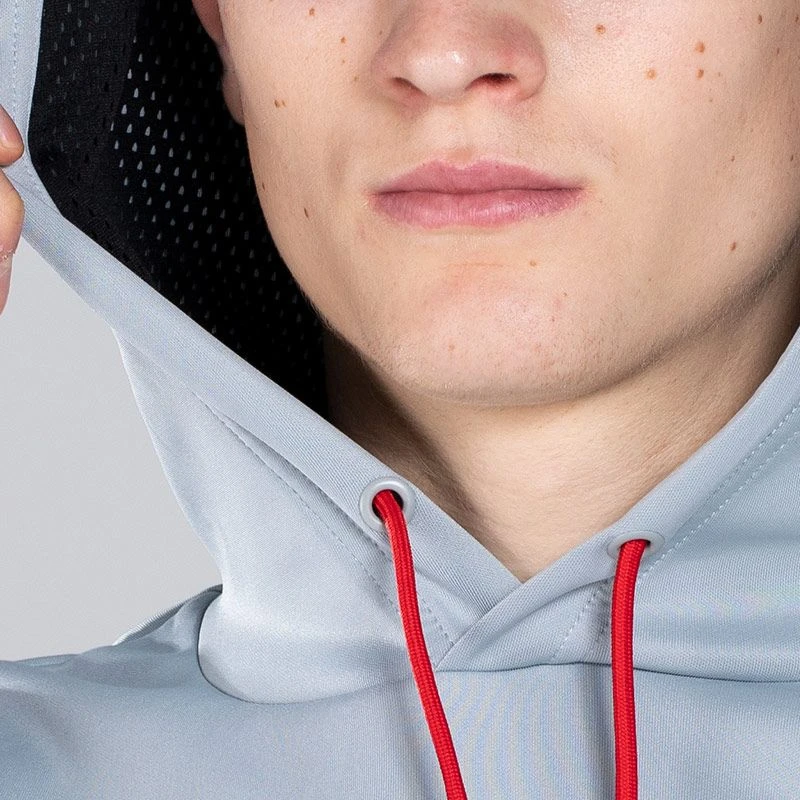 Men's Cody Hybrid Pullover Hoodie Grey / Black / Red - Image 3