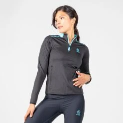 Women's Pluto Brushed Half Zip Top Dark Grey / Blue