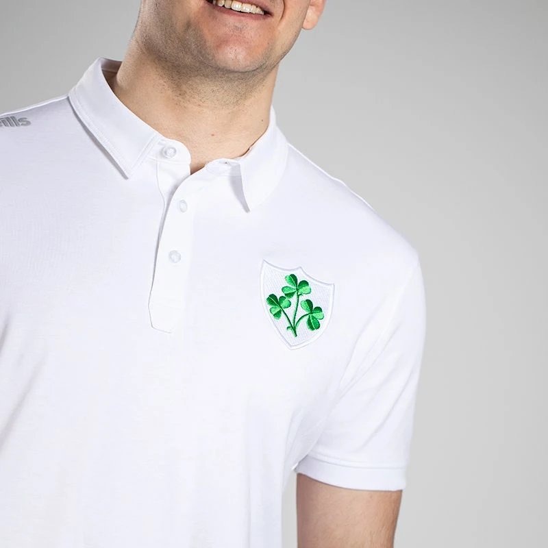 Men's Ireland Shamrock Pima Cotton Polo Shirt White - Image 4