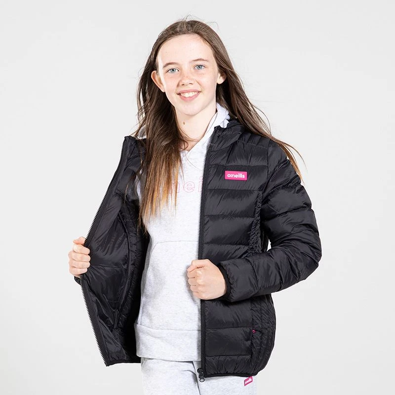 Kids' Fiona Hooded Padded Jacket Black / Pink - Image 4