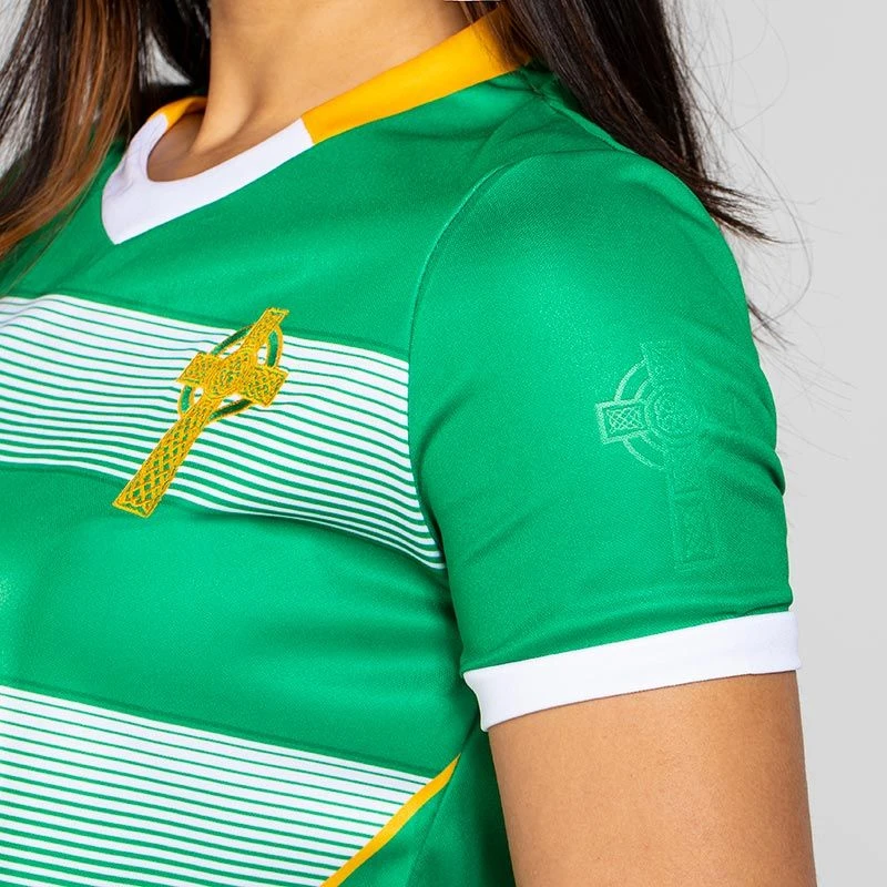 Celtic Cross Hooped Women's Jersey Green / Amber - Image 3