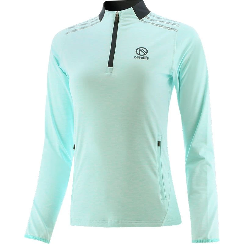 Women's Pluto Brushed Half Zip Top Green / Marine - Image 2