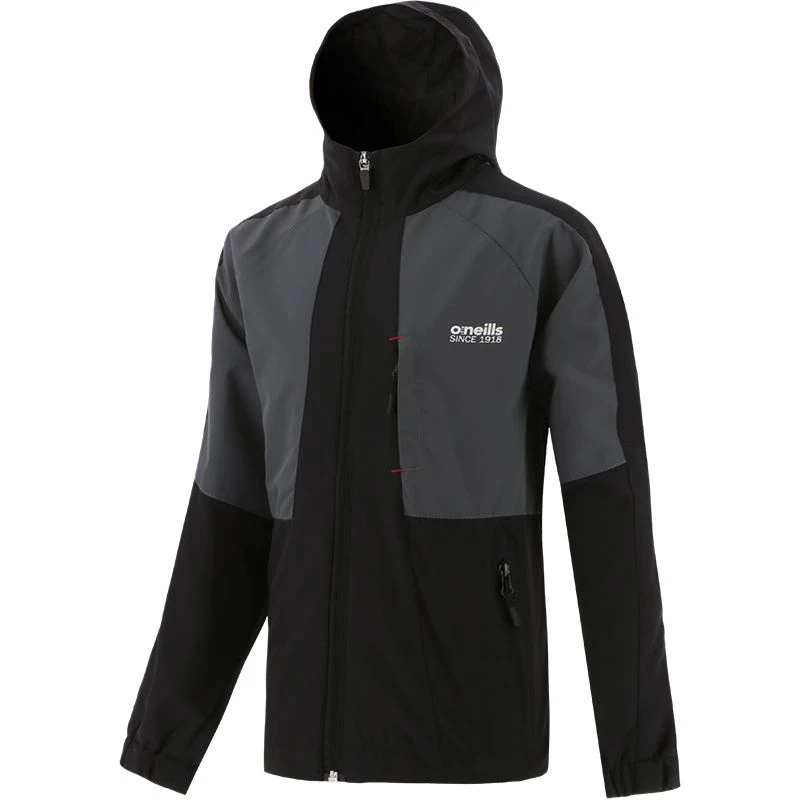 Kids' Rio Hooded Rain Jacket Black/ Grey / Red