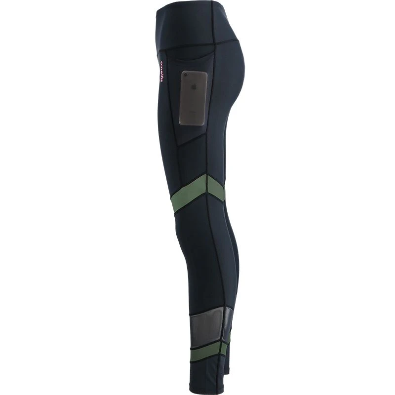 Women's Savannah 7/8 Length Tights Black / Green - Image 2